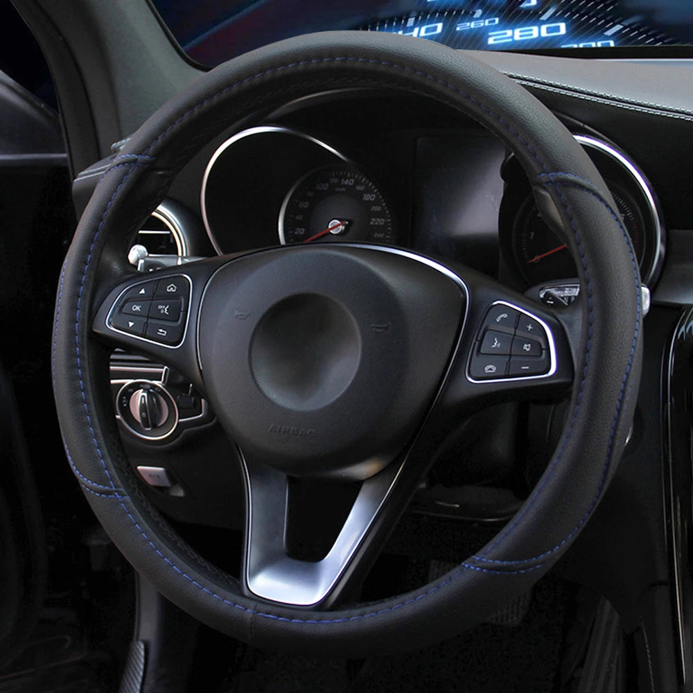 Leather Steering Wheel Cover with Skidproof Embossing