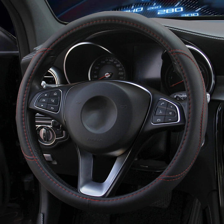 Leather Steering Wheel Cover with Skidproof Embossing