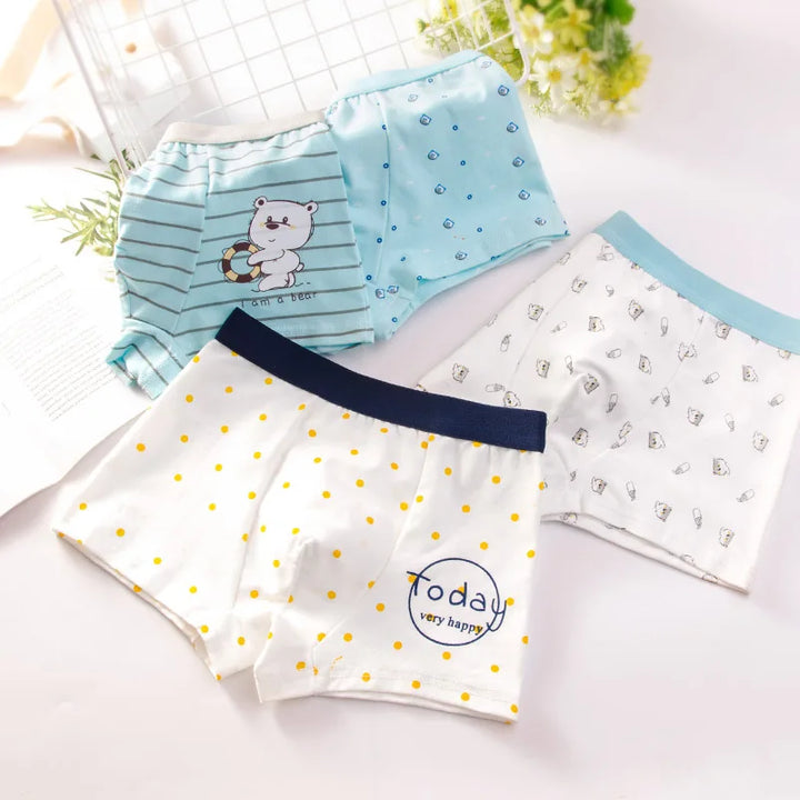 4pcs Boys Boxer Briefs Cotton Underwear