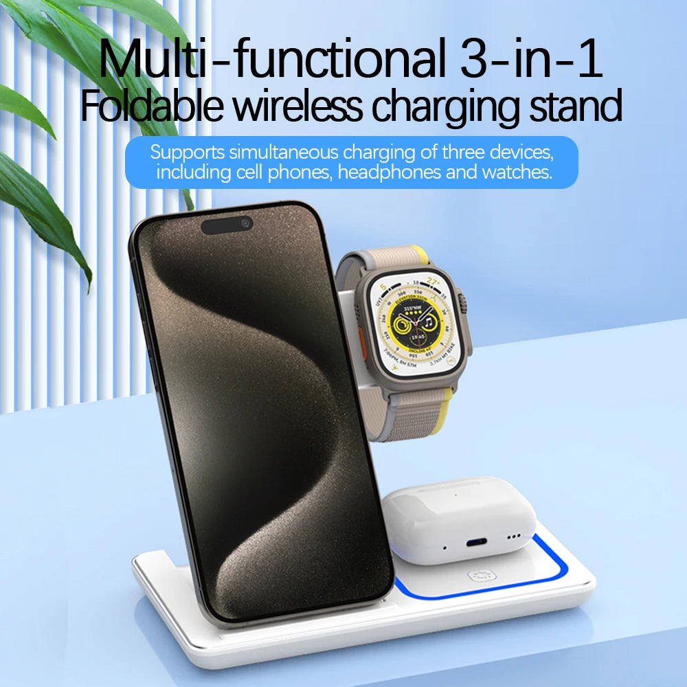 30W 3-in-1 Foldable Wireless Charger Stand