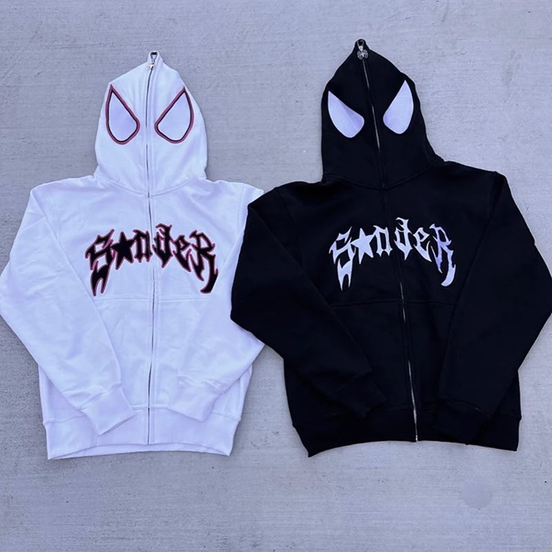 Y2K Spider Print Hoodies