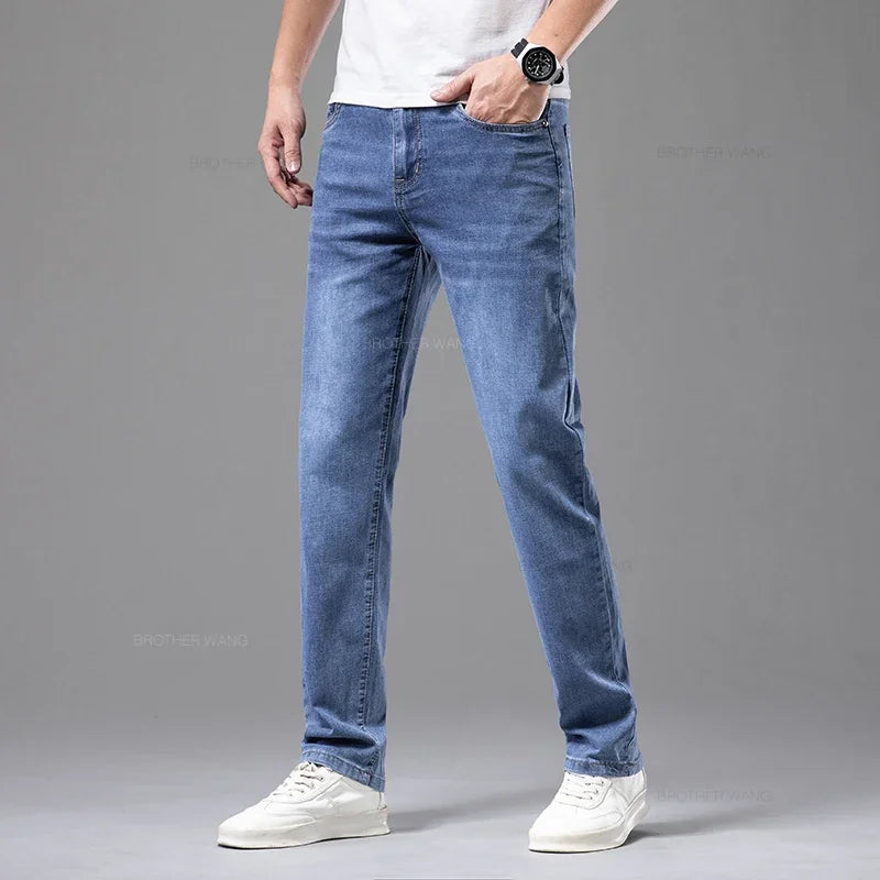 Cotton Jeans Gray Straight Casual Trouser