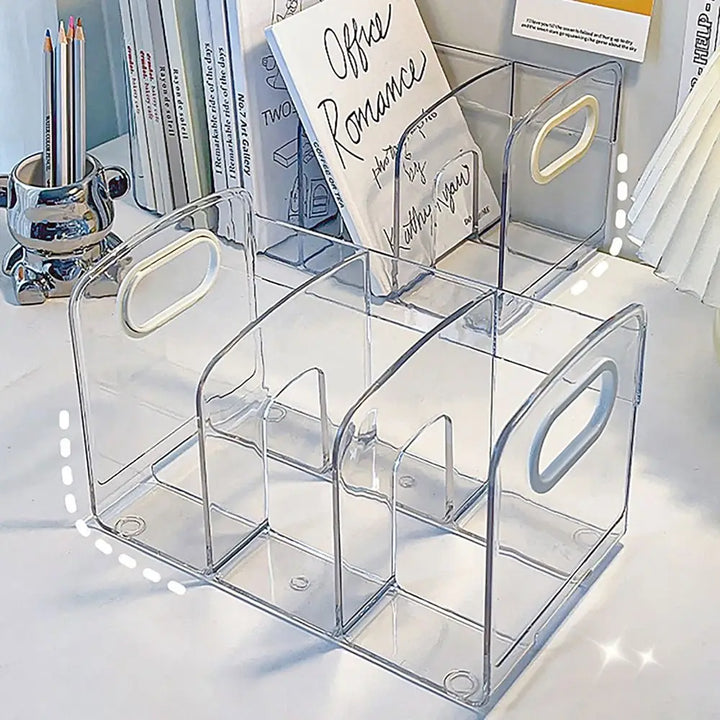 "Clear Acrylic Bookends with Handle Desk Organizer