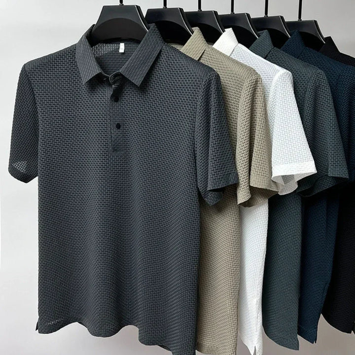 Breathable Short-Sleeve Solid Polo T-Shirt