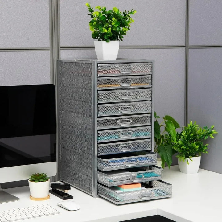 Metal Mesh File Storage Drawers Desk Organizer