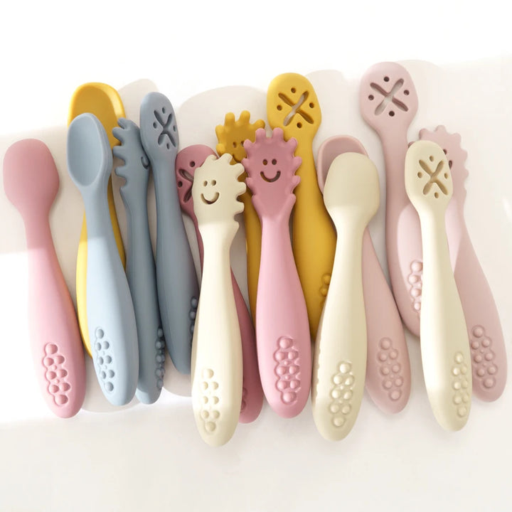 3PCS Silicone Baby Spoon Fork Set