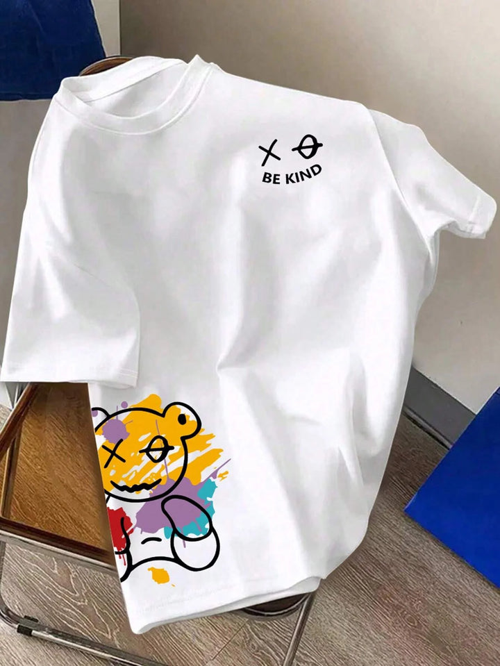 100% Cotton BE KIND Cartoon Print T-Short