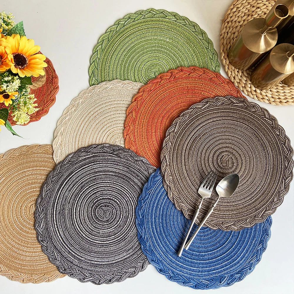 4pcs Round Woven Table Mats