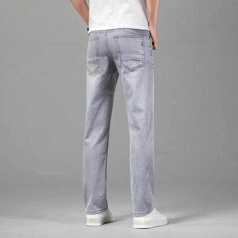 Cotton Jeans Gray Straight Casual Trouser