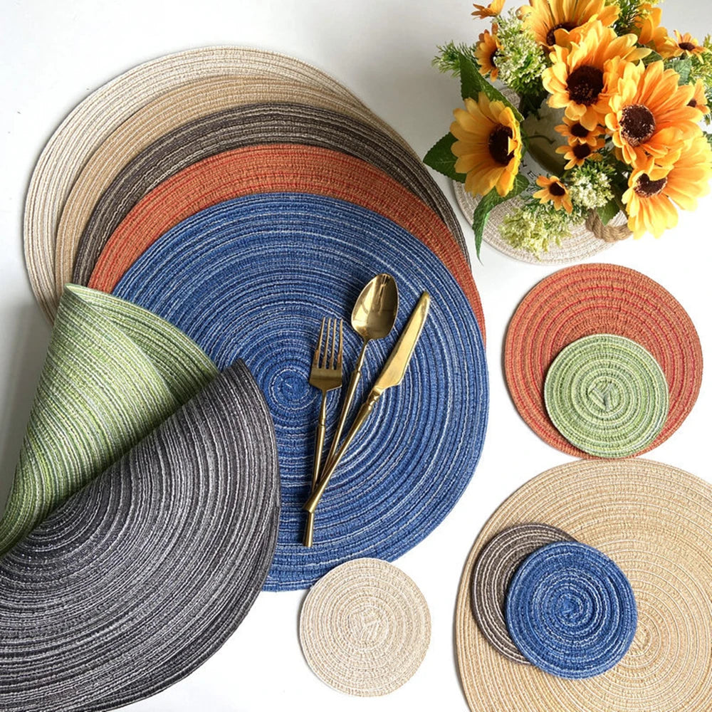 4pcs Round Woven Table Mats