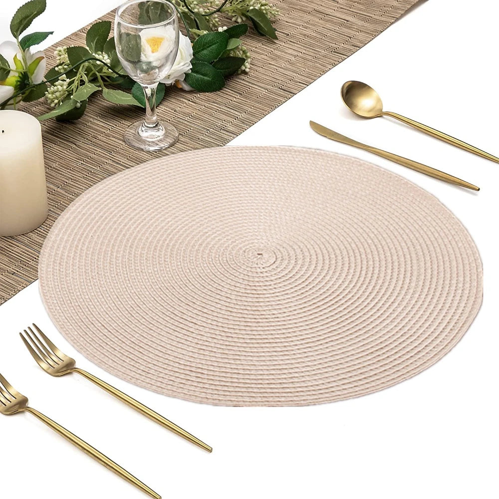 Round Braided Placemats Washable Non-Slip Table Mats