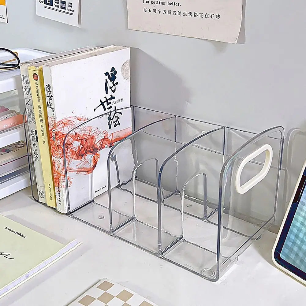 "Clear Acrylic Bookends with Handle Desk Organizer