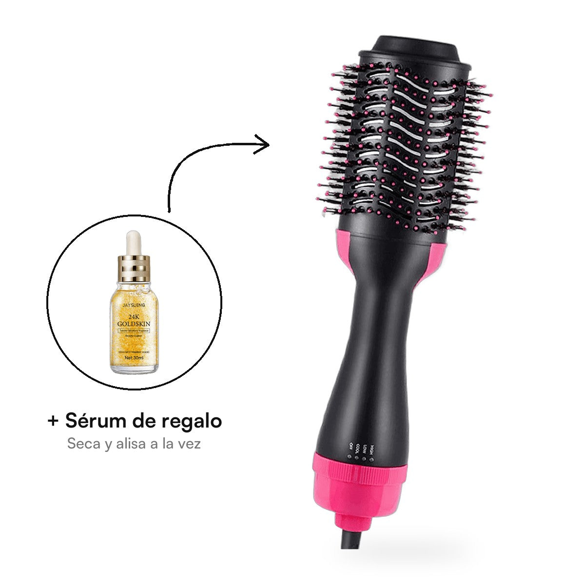 Cepillo Alisador HairStyler 3 en 1 | Serum Gratis!