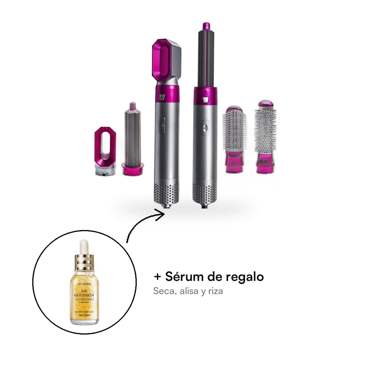 Cepillo Alisador HairStyler 5 en 1 | Serum Gratis!
